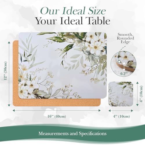 Cork Placemats Set of 6 Matching Coasters I Heat Resistant Place Mats