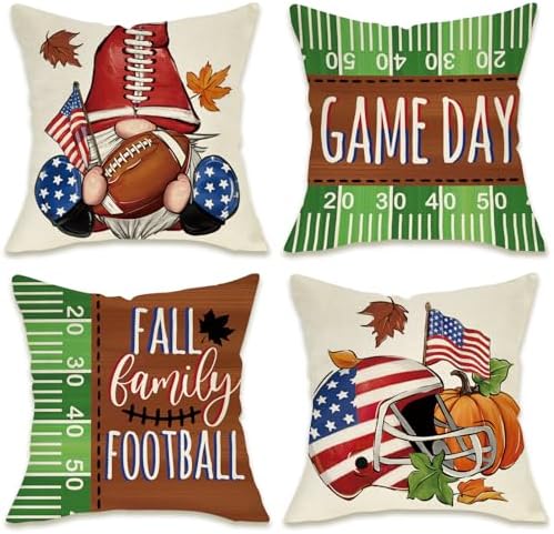 Fahrendom Fall Family Football Decorative Throw Pillow Covers