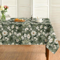 Horaldaily Tablecloth 60×60 Inch Square, Muted Gray Green Daisy