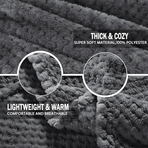 Exclusivo Mezcla Large Waffle Fleece Throw Blanket for Couch, Gray