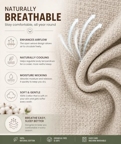 HILLFAIR 100% Combed Cotton Blanket– California King Size Bed Blanket
