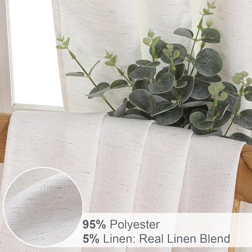 Natural Curtains 84 Inches Long 2 Panels Set, Linen Blend Textured