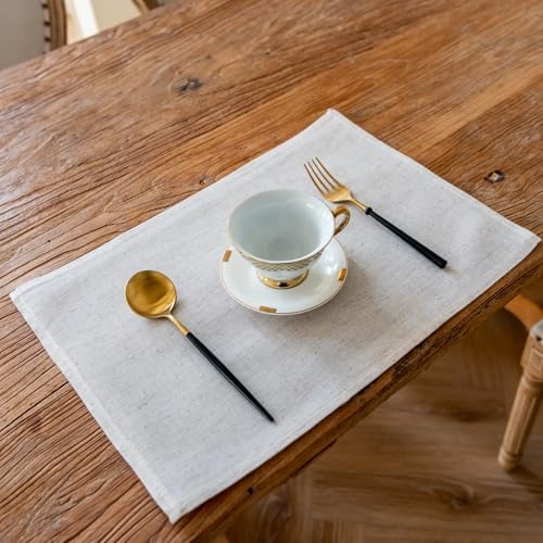 Gualiy Beige Table Placemats Set of 2, Cotton Linen Table Mats