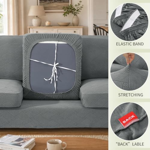 XINEAGE Stretch 4 Piece Couch Cover for Sofa, Sofa Cover for Dog,Light