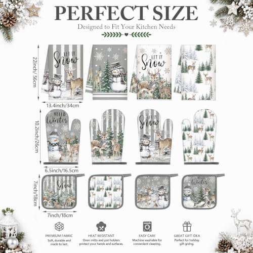 Moukeren 12 Pcs Christmas Kitchen Accessories Set, Woodland Snowman
