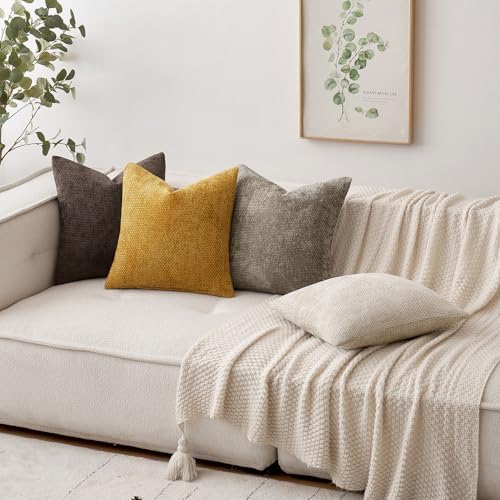 MIULEE Decorative Couch Throw Pillow Covers 20x20 in Mustard Yellow