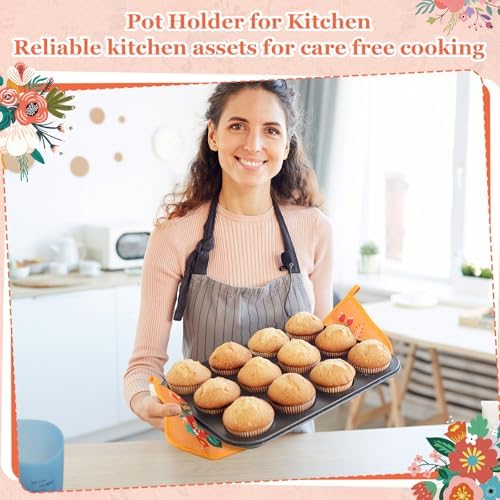 Willinglong 16 Pcs Floral Pot Holder for Kitchen Cute Heat Resistant