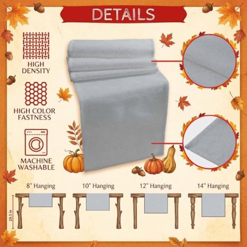 Silver Gray Table Runner 120 inches Long Boho Light Gray Solid Modern