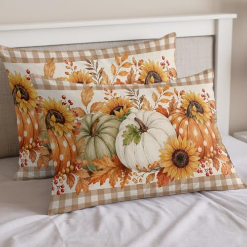 Thanksgiving Pumpkins Duvet Cover Queen Size Bedding Set 4 Pieces, 1