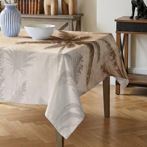 Brown Palm Trees Tablecloths 60" x 60”, Vintage Gray Palm Fronds
