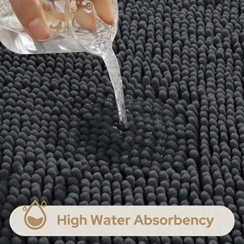 HOMEIDEAS Bathroom Rugs Set of 3, Super Soft Absorbent Chenille Bath