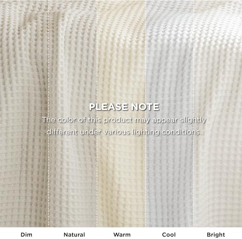 Bedsure Lightweight 100% Cotton Waffle Blanket, Queen, Ivory