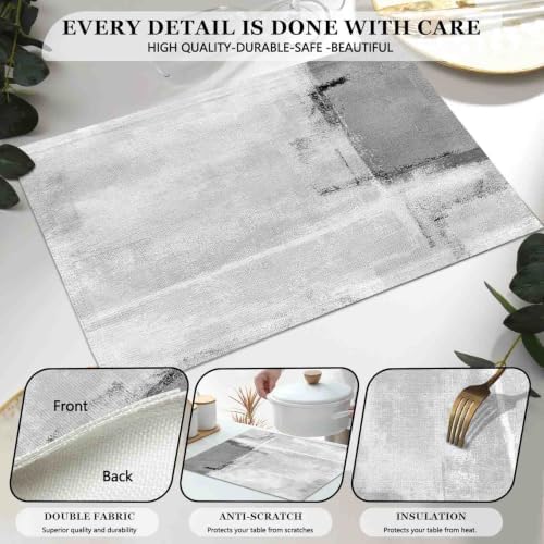 Mcalk Dark Grey Table Runner and Placemats Set of 6 Pieces, Grey