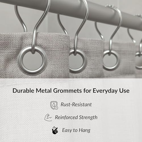 Extra Long Shower Curtain Linen Look 79"H x 71"W, Metal Grommets