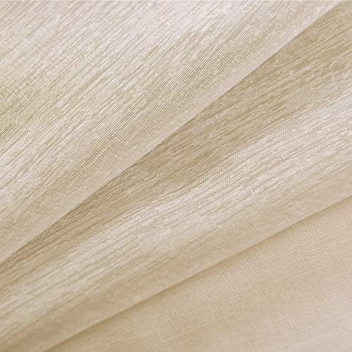 KOUFALL Tan Beige Curtains 96 Inches Long Sheer 2 Panels Set Grommet