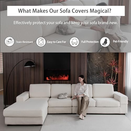 OHSIO Couch Cushion Covers for Sectional Sofa, Stretch Soft Sofa