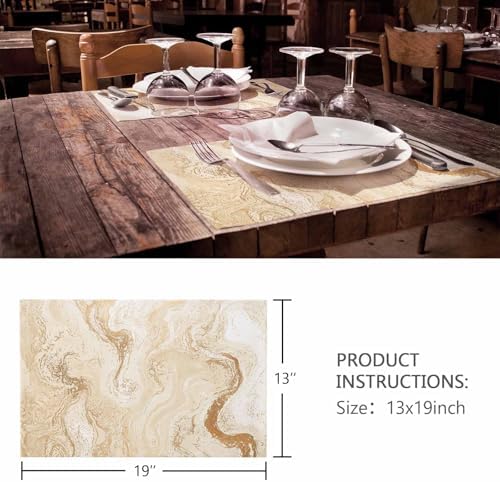 Beige Marble Placemats for Dinning Table Set of 4, Chic Neutral