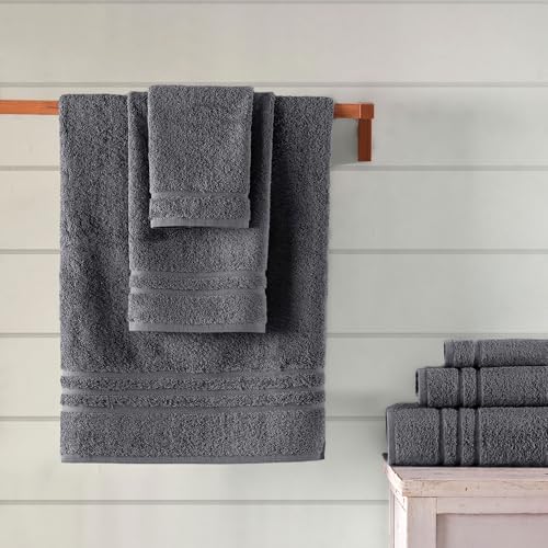 Hawmam Linen Towel Set, Turkish Cotton, 6 Pack, Cool Grey