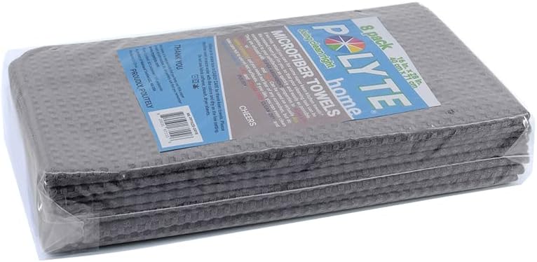 POLYTE 380 GSM Microfiber Waffle Kitchen Dish Tea Towel, 16x28 in