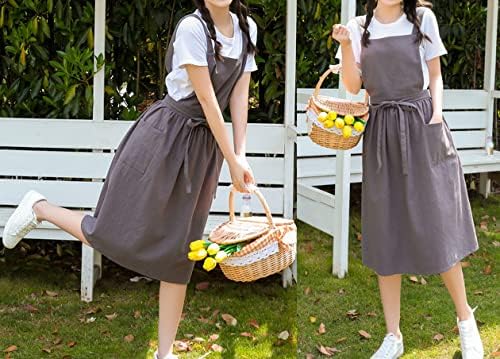 Cute Retro Cotton Linen X-Back Aprons Home Kitchen Garden Art Painting