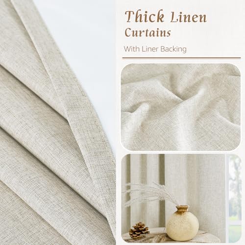 LAMIT Stone 100% Blackout Linen Curtains for Living Room 84 Inch 2