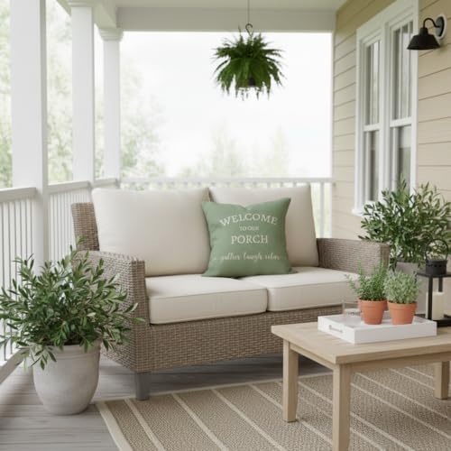 PANDICORN Outdoor Decorative Throw Pillow Covers 18x18 Set of 2, Sage
