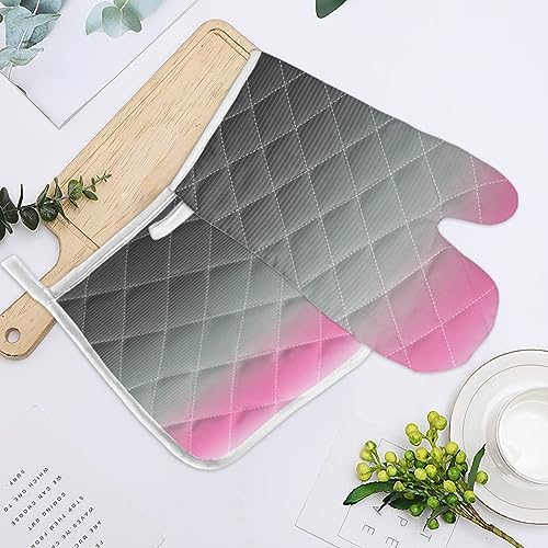 Quilted Cotton Terry Cloth Oven Mitt, Pot Holder Pink Grey Gradient