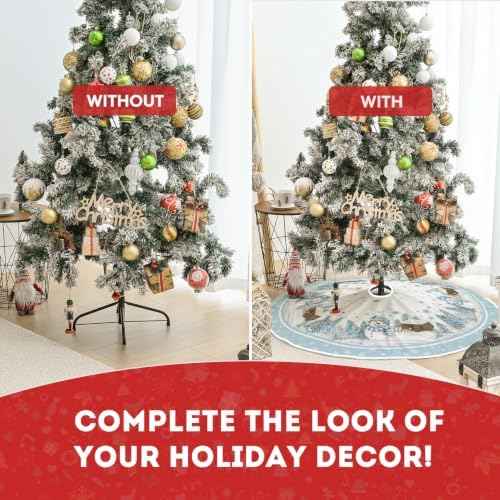 AVOIN colorlife 48 Inch Snowflake Snowman Tree Skirt