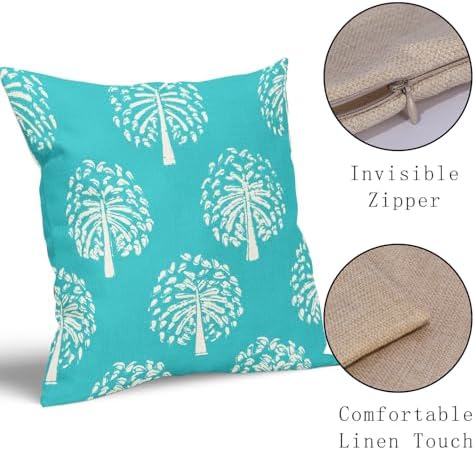 Aqua White Tree Pillow Covers 22X22 Inch Set of 2 Vintage Boho