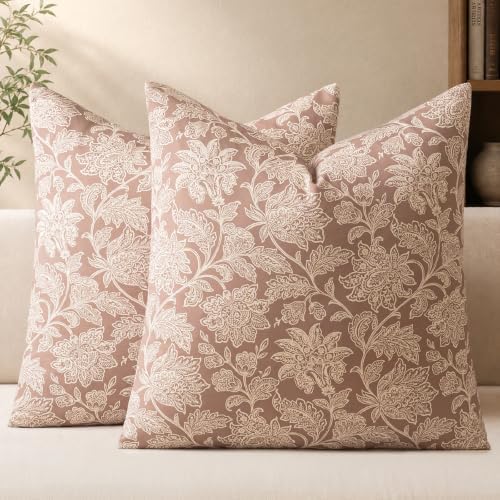 a moment Set of 2 Decorative Floral Linen Throw Pillow Covers,Vintage