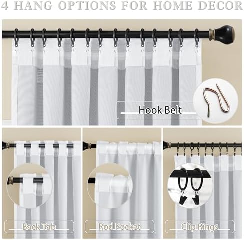 DUALIFE Greyish White Blackout Curtains for Bedroom Living Room
