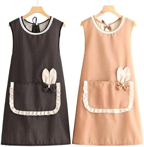 DONGKER Kitchen Apron,2 PCS Adjustable Chef Canvas Work Aprons with
