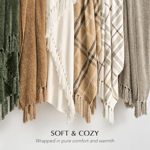 EverGrace Chenille Knit Throw Blanket for Couch, 60"x80", Taupe
