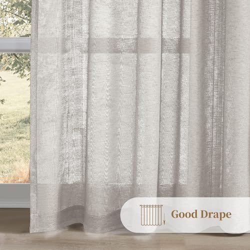Light Gray Pinch Pleat Semi Sheer Curtains 40x84 Inch 2-Panel