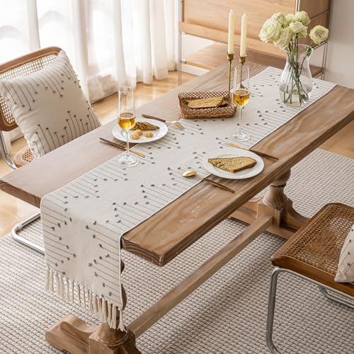 Joyfol Day Boho Table Runner, Farmhouse Stripe Cotton Table Runners