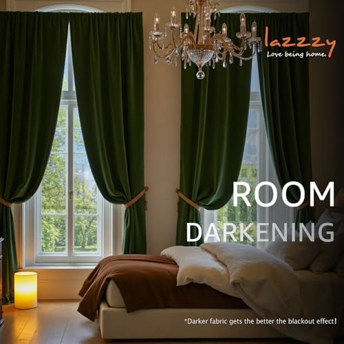 Lazzzy Moss Extra Long Curtains Luxury Rod Pocket 52×108 Inch 2 Panels