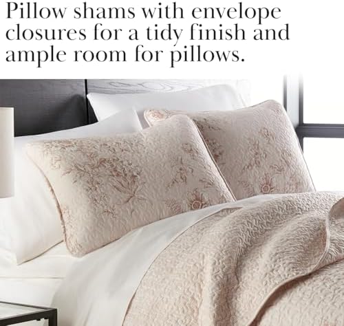 Extra Wide King Quilt Bedding Set w/ 2 Quilted Pillow Shams, Taupe