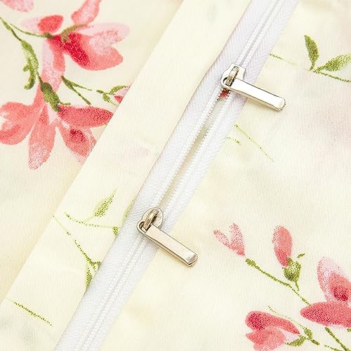 CottonLife Floral Queen Duvet Cover 100% Brushed Microfiber 3 Pieces