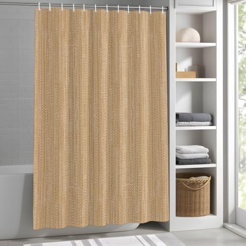 Minimalist Light Brown Shower Curtain with Rustproof Grommets