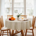 DWCN Round Faux Linen Tablecloth, Round Table Cover, 70 Inch, Beige