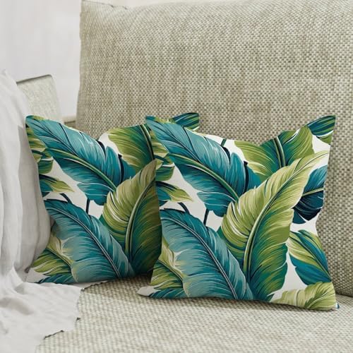 ArogGeld Chinoiserie Pillow Covers Set of 2 Green Tropical Palm Leaves