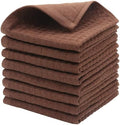 Cotton Dish Towels for Kitchen, Dish Rags 8 Pack,12”x 12”, Brown