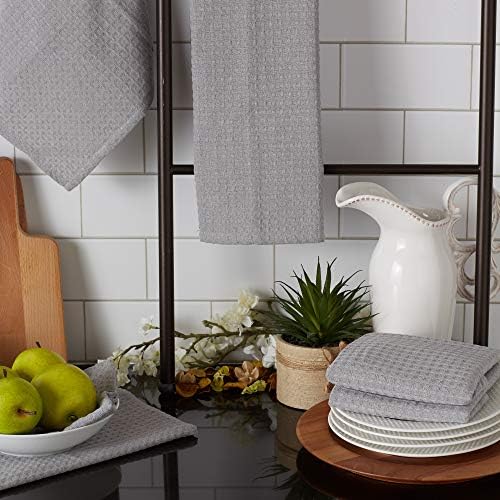DII Recycled Cotton Kitchen Collection Dishtowel Set, 18x26, Gray