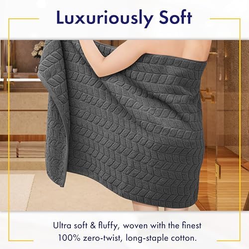 Luxury 100% Cotton Decorative Bath Towel Set, Ultra Soft - Granite