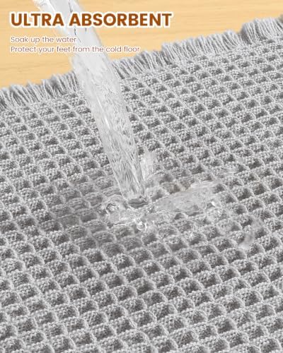 Smiry Waffle Bath Mat 60X24, Extra Soft Absorbent Bathroom Rugs, Light