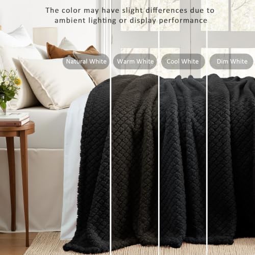 Exclusivo Mezcla Soft Fleece Twin Size Blanket for Bed, Black