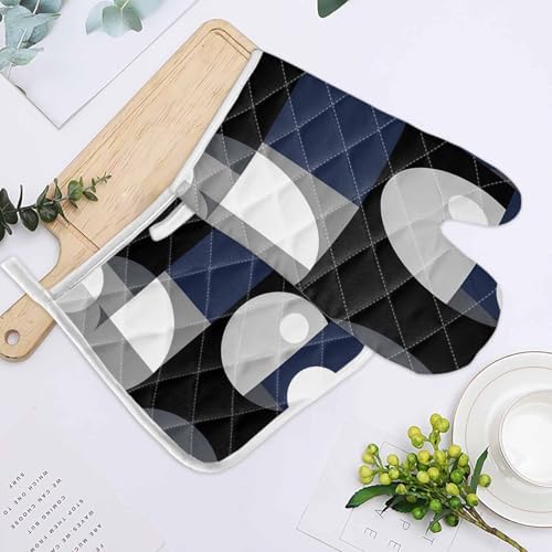 Quilted Cotton Terry Cloth Oven Mitt, Pot Holder Abstract Stitching