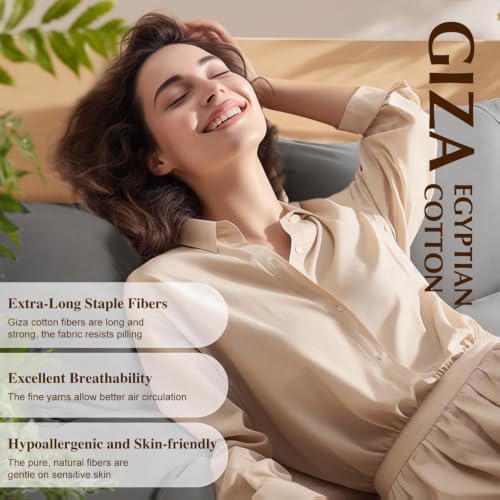 Shilucheng 100% Giza Egyptian Cotton King Size Sheets Set
