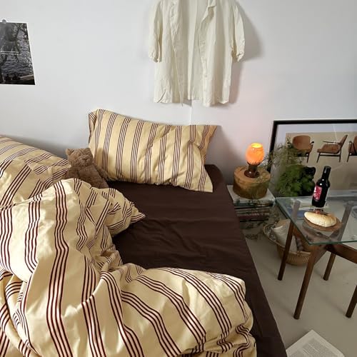 mixinni Vintage Striped Comforter Set King Size - Soft Cotton 3-Piece