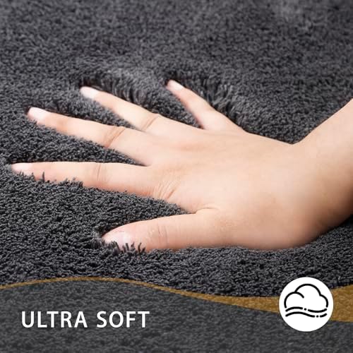 MINIDEAR Bathroom Rugs 24x17 Volcanic Gray - Thick Memory Foam Bath